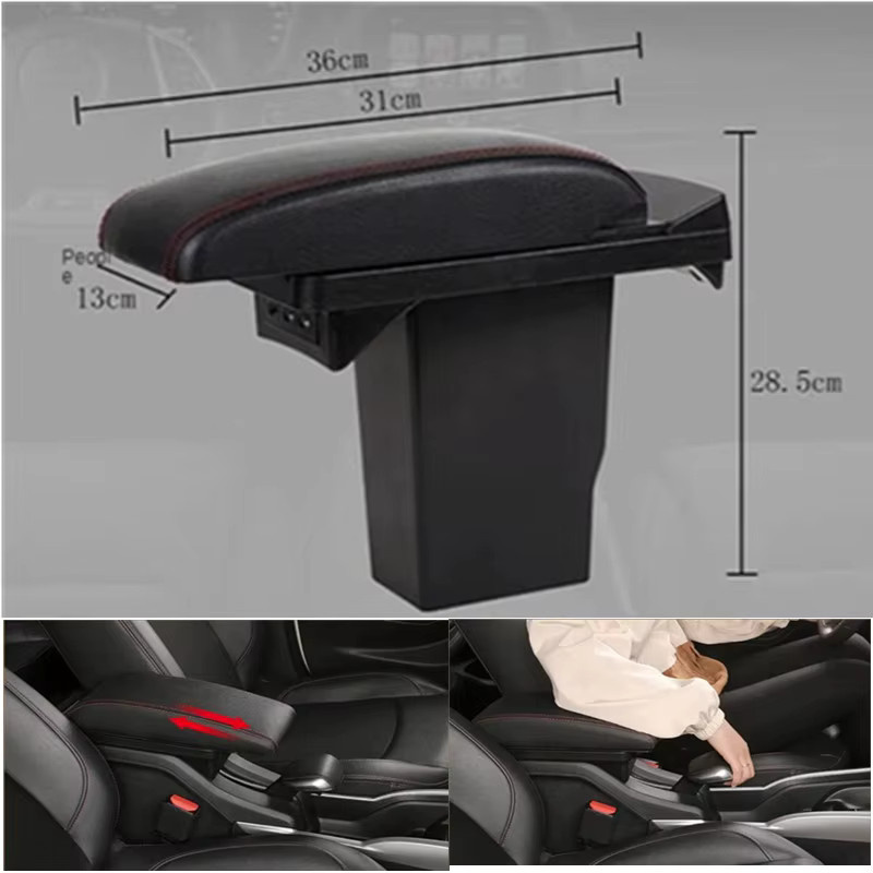 HuangZM Mittelarmlehnenbox mit USB-C-Anschluss für Peugeot 2008 (2012-2018), Mittelkonsole Aufbewahrungsbox in Schwarz - Bild 3