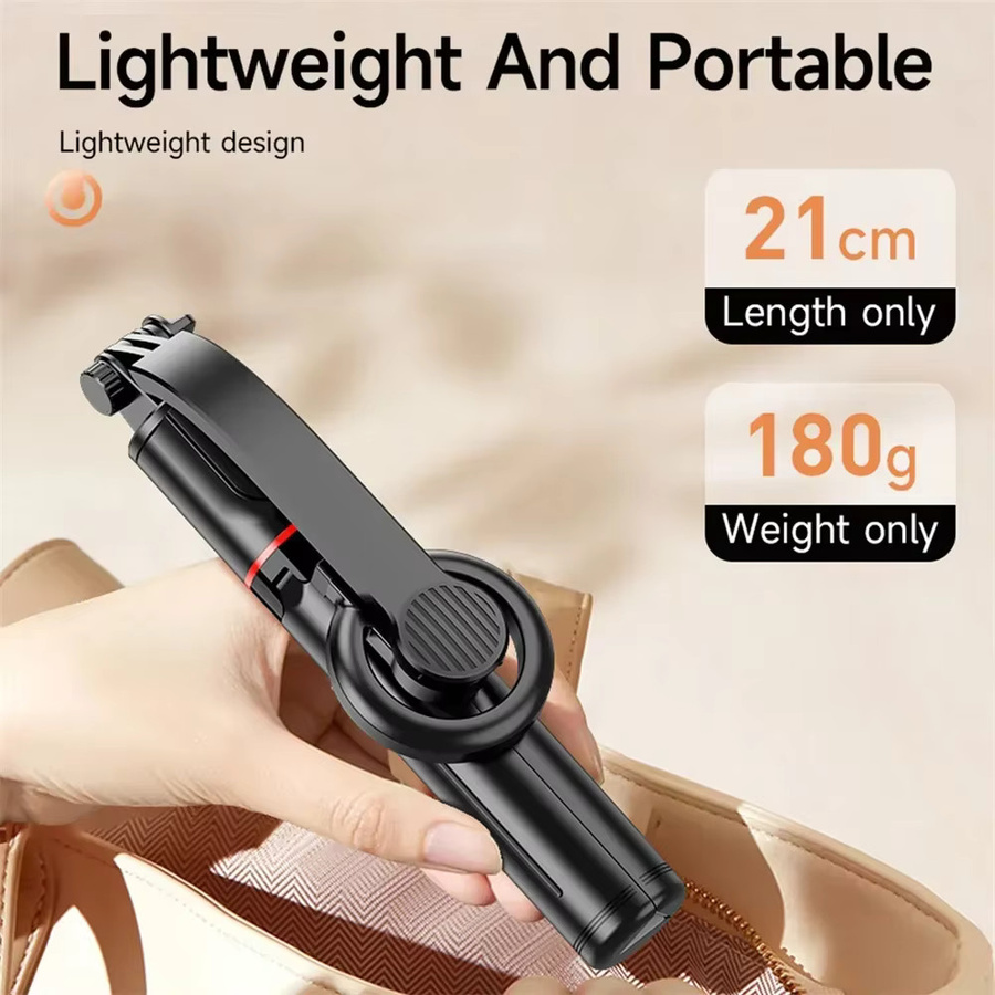 Magnetischer Mini-Selfie-Stick und Stativhalter mit kabelloser Bluetooth-Fernbedienung für MagSafe iPhone und Android, Schwarz, Marke OLPAY - Bild 3