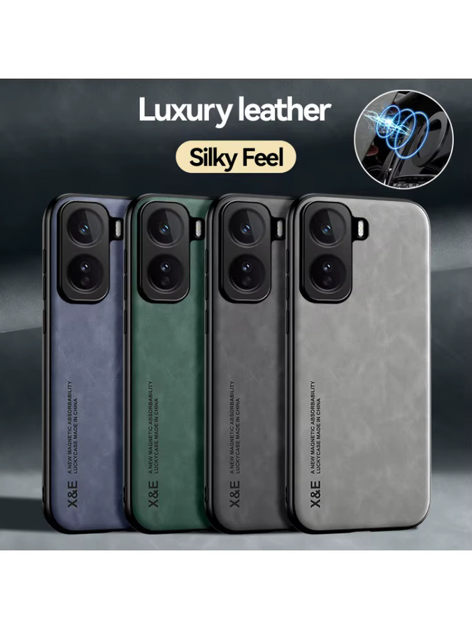 EUCAGR Luxus PU Leder Magnetische Stoßfest Handyhülle mit Metallplatte für VIVO iQOO Neo 11 in Schwarz - Bild 4