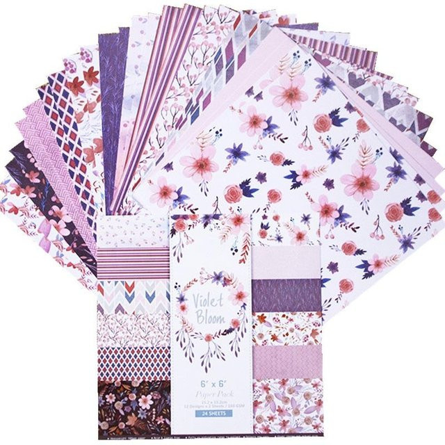 24 Blatt Bastelpapier mit Blumenmotiven für Origami, Scrapbooking und Bastelarbeiten - Bild 1