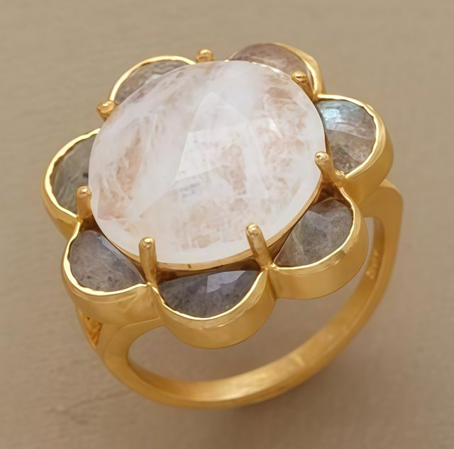 Damenring Gold, Kristall, Vintage - Bild 1