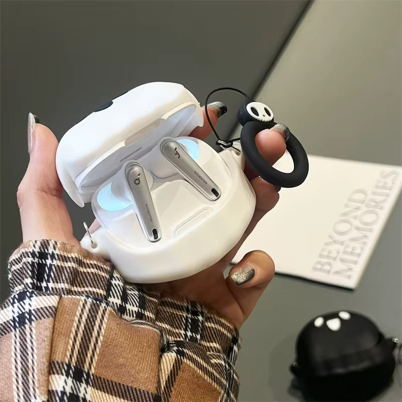 Silikon Schutzhülle mit Haken im Cartoon Geist Design für Anker Soundcore Liberty 4 NC Bluetooth Ohrhörer Ladebox - Bild 2