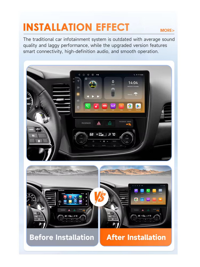 OSSURET 2DIN Android 14 Autoradio für Mitsubishi Outlander 3 2012-2018 mit GPS, Multimedia-Player, Carplay und 360 CAM Unterstützung in Schwarz - Bild 5