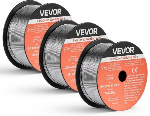 VEVOR Flux Core MIG Schweißdraht E71T-GS, 0,9 mm, 3 Rollen à 0,9 kg, gasloser Kohlenstoffstahl-Schweißdraht für alle Positionen und den Außeneinsatz - Bild 1