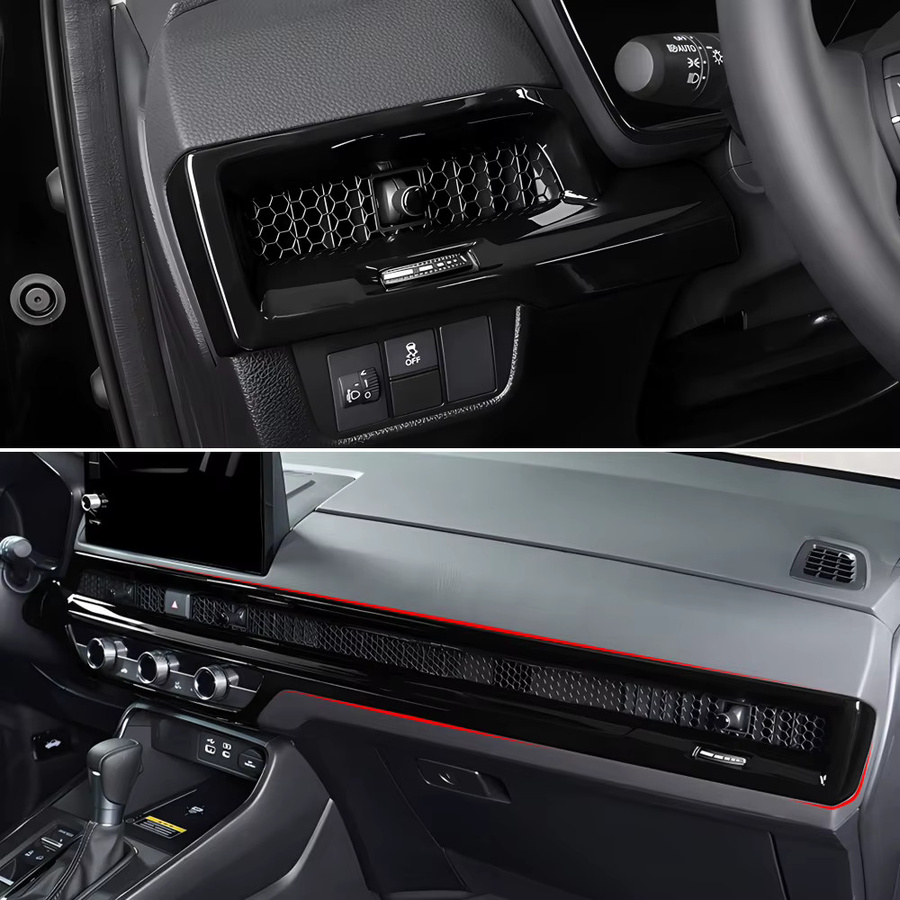 YaLumei Dashboard Trim Set für Honda CR-V 6. Generation 2023 2024 2025, Center Konsole und Instrumenten Panel Abdeckung aus ABS, Schwarz - Bild 2