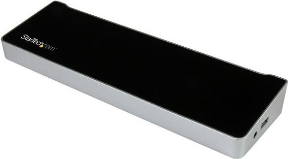 StarTech.com Triple-Video Docking Station für Laptops mit HDMI, DisplayPort und GigE in Schwarz und Silber (USB3DOCKH2DP) - Bild 1