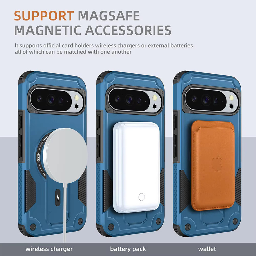 MagSafe kompatible unsichtbare Handyhülle für Google Pixel 9, 9 Pro, 9 Pro XL, 10 Pro und 10 Pro XL mit kabellosem Laden und Anti-Fall-Schutz in Grau oder Blau - Bild 2