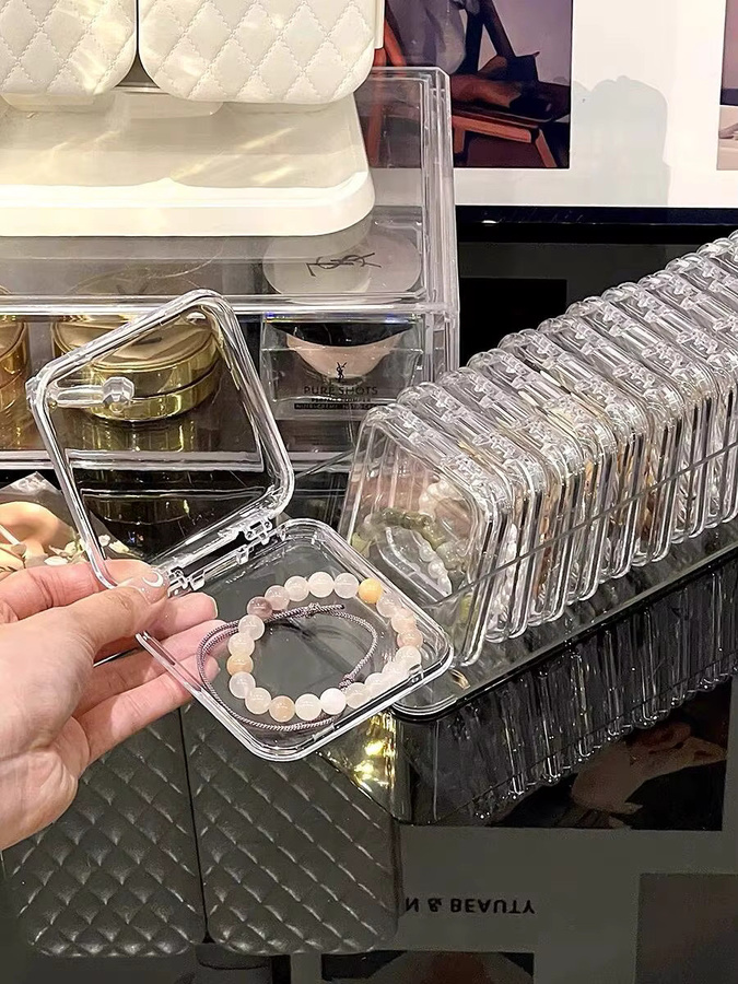 Yidensy Schmuck-Organizer-Boxen aus Kunststoff, 10 Stück, transparent, staubdichte Aufbewahrungsboxen für Armbänder, Ohrringe und Anhänger - Bild 2