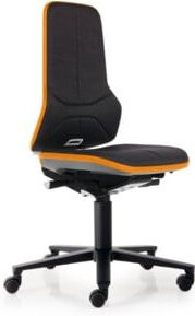 Bimos Neon Industriestuhl mit Rollen und Stoffpolster in Orange und Schwarz mit Sitztiefenverstellung und Gewichtsregulierung - Bild 1
