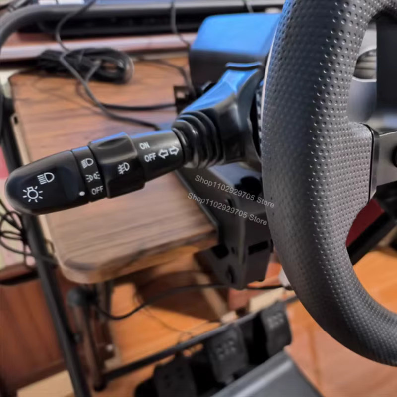 PXN Simulator-Rennspiel-Lenkrad mit Startknopf, Blinker- und Wischeradapter für V10 V99 in Schwarz für PC und ETS2 - Bild 4