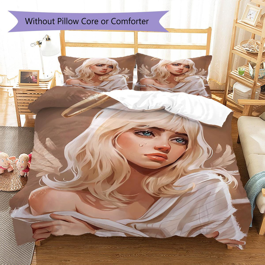 Billie Eilish Muster Bettwäsche Set aus Polyester, Mehrfarbig, B/H: 200 x 220 cm - Bild 3