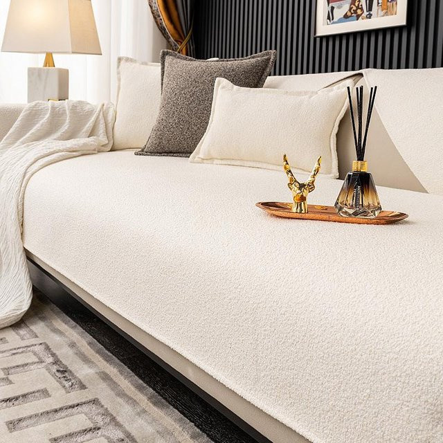 Weicher und rutschfester Sofabezug von Your Warm Home in Weiß, Fleece-Schonbezug für Sessel und L-förmige Sofas, Breite: 90 cm, Tiefe: 70 cm - Bild 1