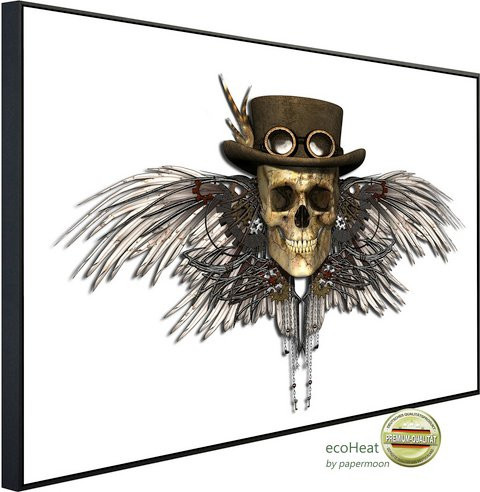 papermoon Infrarotheizung EcoHeat Steampunk Totenkopf in Bunt mit Matt-Effekt, App-Steuerung und Überhitzungsschutz - Bild 1