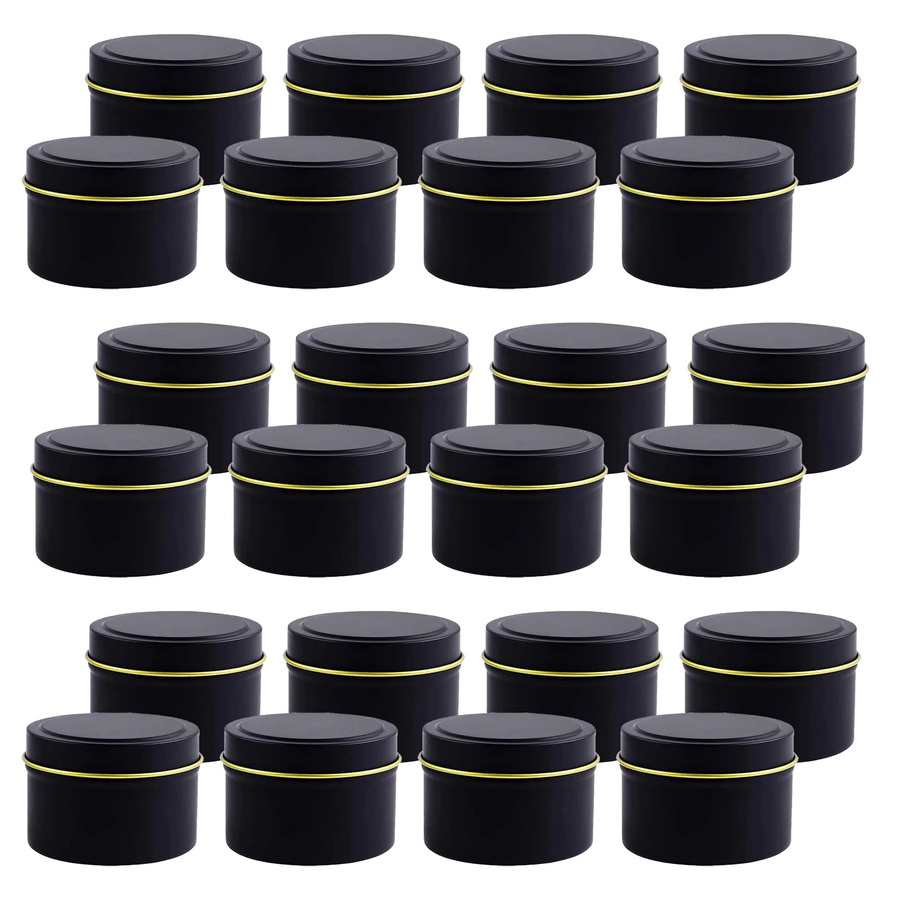 Set aus 12 runden Kerzendosen mit Deckel in Schwarz und Silber, 4 oz und 8 oz Kerzenbehälter für deine DIY-Kerzenherstellung - Bild 2