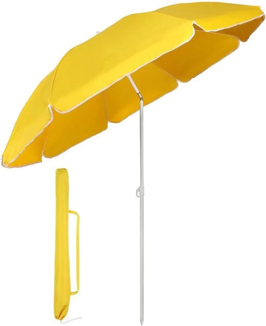 Sekey Sonnenschirm Gelb mit Schutzhülle, runder Gartenschirm mit UPF50+ Sonnenschutz, Durchmesser: 160 cm - Bild 1