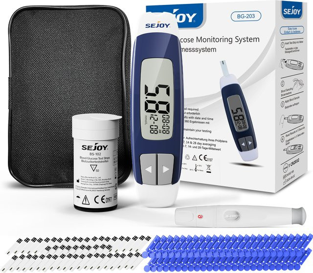 Sejoy BG-203 Blutzuckermessgerät-Set in Beige mit 50 Teststreifen und Lanzetten für dein Diabetes-Monitoring - Bild 1