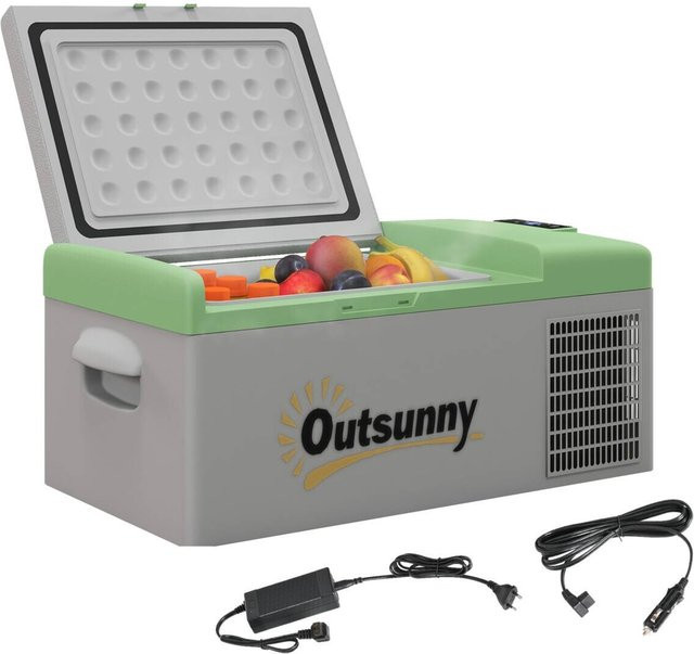 Outsunny Kompressor Kühlbox aus Kunststoff in Grau und Grün, B/H/L: 32 x 26 x 60 cm - Bild 1