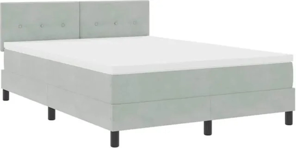 vidaXL Boxspringbett mit Matratze in Grau, modernes Design aus Stoff, B/T/H: 140 x 190 x 88 cm - Bild 1