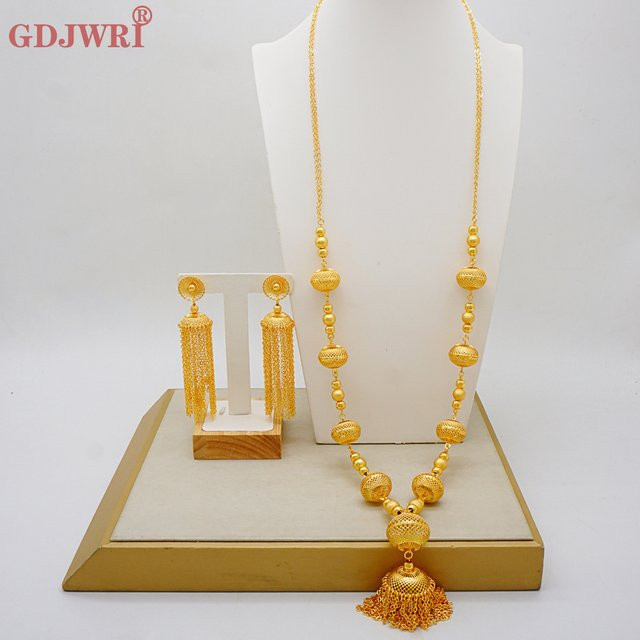 GDJWRI Schmuckset, Ohrringe, Halskette, Goldfarben, Unisex - Bild 1