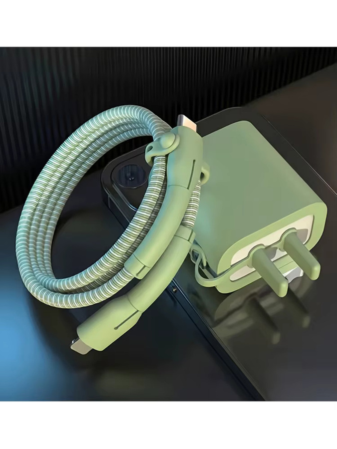 PD Silikon-Ladegerätabdeckung für 20W USB-C Ladekabel, Schutzkappe für iPhone 17 Pro Max, 16, 11, in Weiß und Grün - Bild 5
