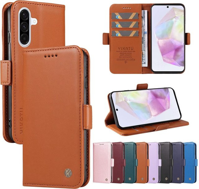YIKATU Leder-Brieftasche für Samsung Galaxy Modelle in Braun - Bild 1
