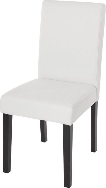 CHEFGASTRO Esszimmerstuhl Modern in Weiß Matt aus Kunstleder mit dunklen Beinen, B/T/H: 43 x 45 x 90 cm, Sitzhöhe: 45 cm - Bild 1