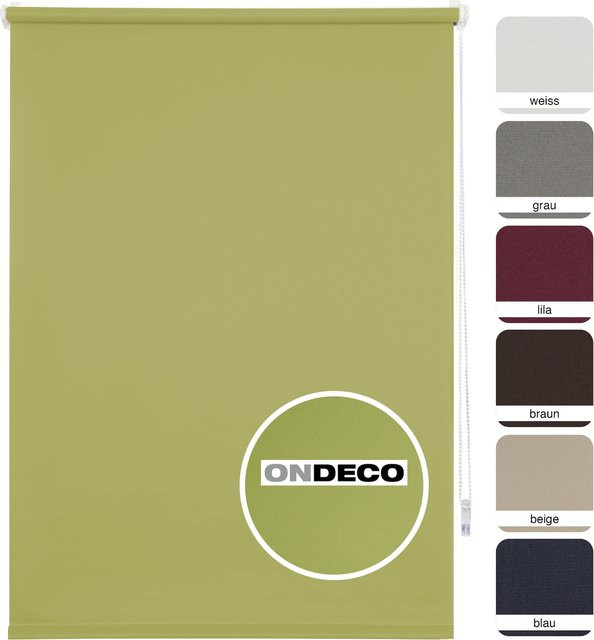 Ondeco Tageslichtrollo Klemmfix ohne Bohren, lichtdurchlässig, Farbe: Grün, B: 90 cm, H: 210 cm - Bild 1