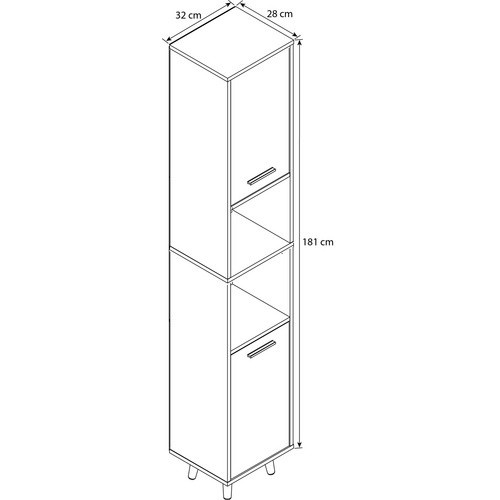 VCM Hochschrank Landos Badezimmerschrank in Grau und Anthrazit B/T/H: 32 x 28 x 180,8 cm - Bild 1
