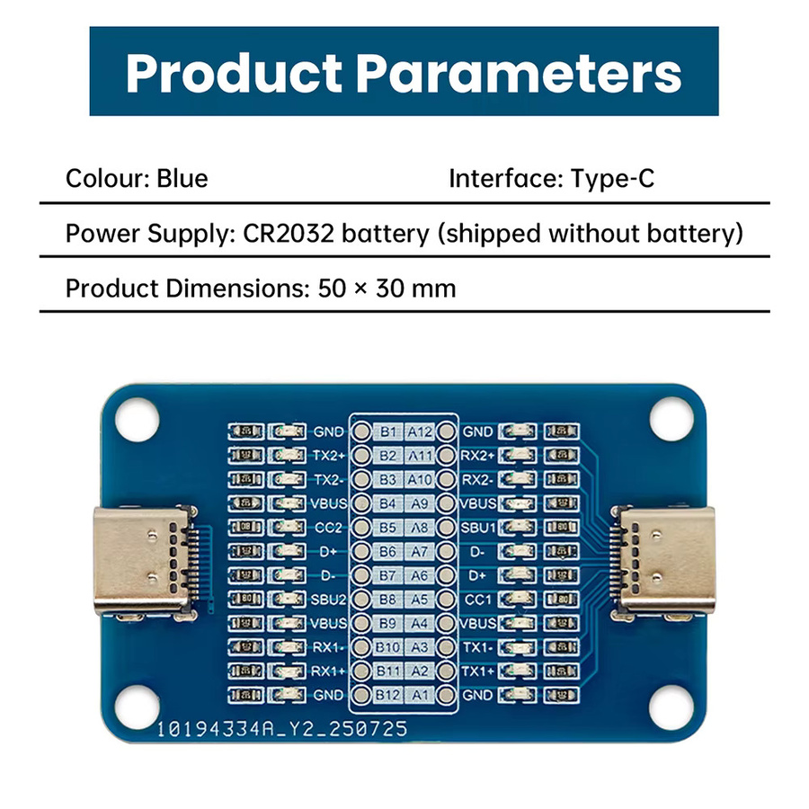 Gaqqee USB-C Datenkabel-Tester Typ C zu Typ C Durchgangsprüfer für 24-Pin Schnellladekabel in Blau - Bild 5