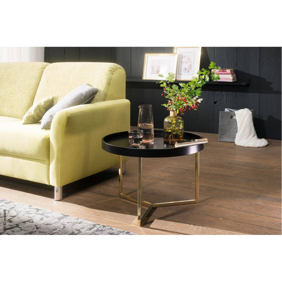Wohnling Couchtisch modern rund in Schwarz und Gold mit glänzender Oberfläche B/H/T: 58,5 x 42,0 x 58,5 cm - Bild 4