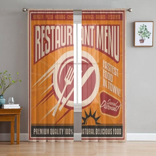 Super Six Transparenter Chiffon-Vorhang im Retro-Design, Mehrfarbig, B: 135 cm, H: 114 cm - Bild 1