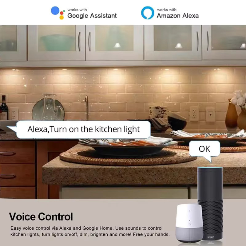 YSRSAI Runde Zigbee Schranklampe in Weiß mit Tuya App- und Sprachsteuerung für Alexa und Google Assistant, dimmbar und mit Timer, LED Unterbauleuchte für Küche und Möbel - Bild 4