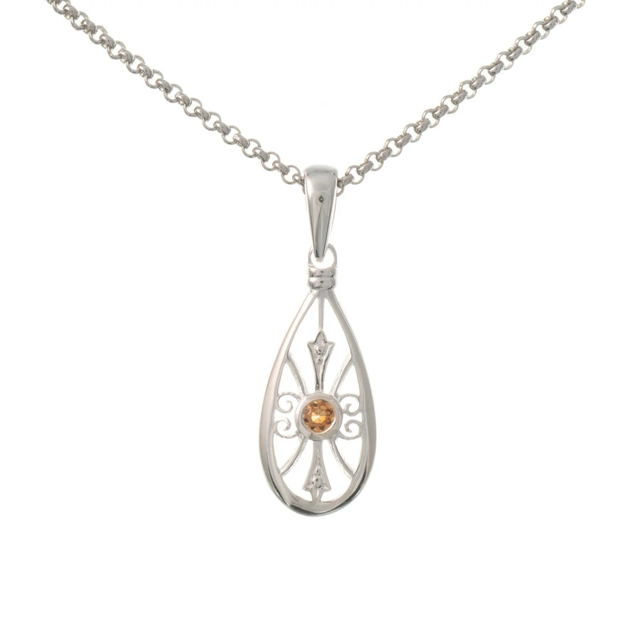 Anhänger mit Kette, 925 Silber, Zirkonia, cognac, Damen - Bild 1