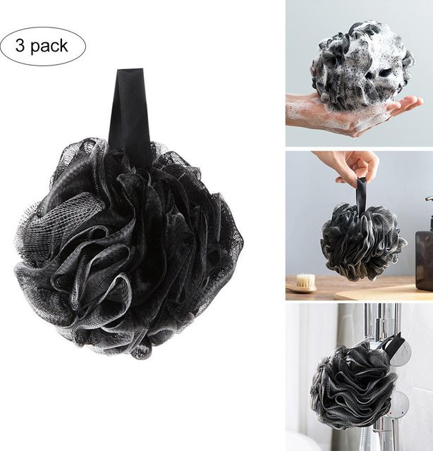 GoolRC Duschschwamm Peeling-Pouf, 3 Stück, Schwarz, Unisex - Bild 1