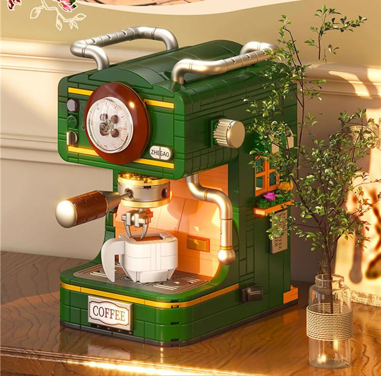 Discover Intime Vintage Kaffeemaschine Baustein Set als klassischer Nachbau eines Handkaffeebereiters aus ABS-Kunststoff zur Schreibtischdekoration für Erwachsene - Bild 4