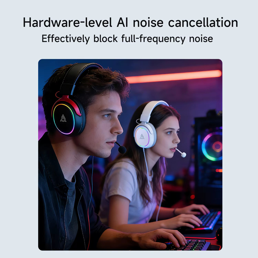 Ajazz AHW10 Gaming-Headset mit Kabel, RGB-Beleuchtung, Schwarz/Multicolor - Bild 2