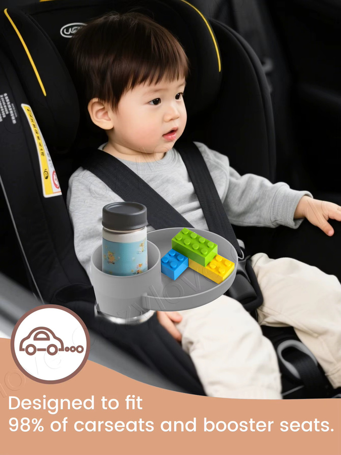 Kisslanding 3-in-1 erweiterbare Reiseablage für Kinder in Pink mit 360 Grad Getränkehalter und Untersetzer für Autositze und Kinderwagen - Bild 5