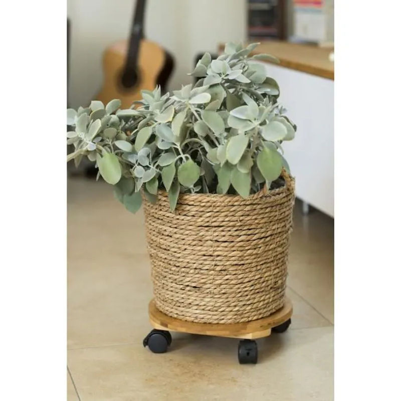NATURE Rollen-Tablett für Pflanzen aus Bambus, braun, Höhe: 8 cm, Durchmesser: 30 cm - Bild 2