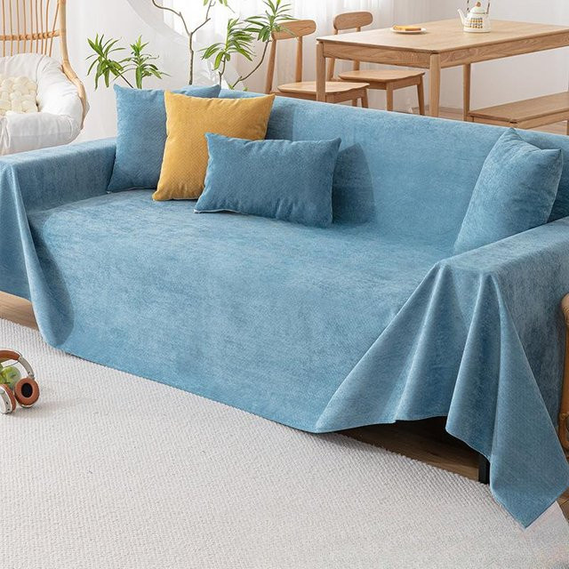 BC Pet Supplies Universal Sofabezug aus Chenille und Mikrofaser, wasserabweisend und rutschfest, Blau, B/T/H: 90 x 90 x 90 cm - Bild 1
