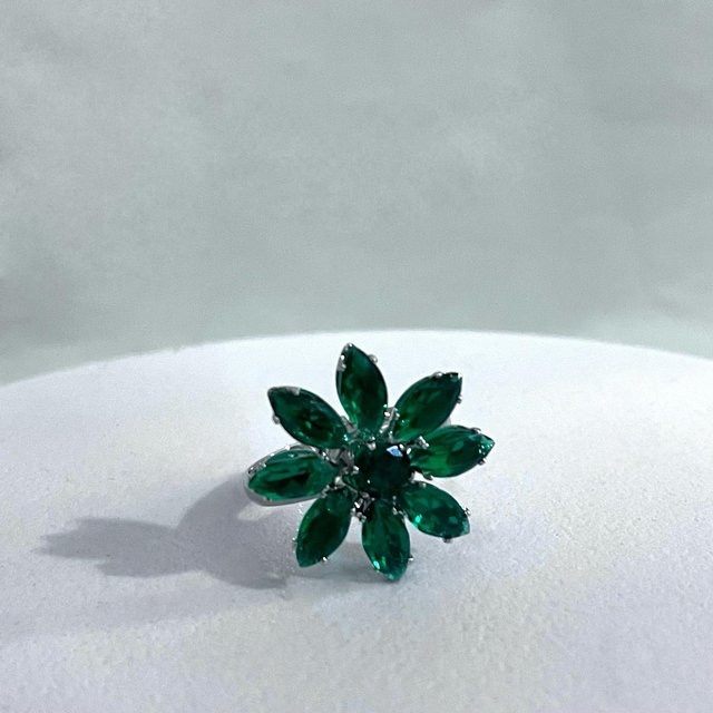 Global Finds Sunflower Ring, grün, Kristall, Damen - Bild 1