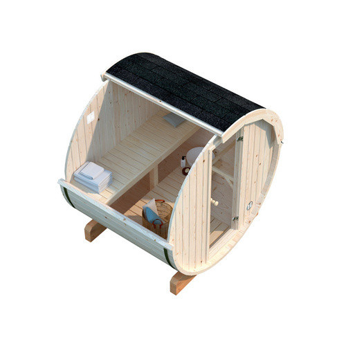 PALMAKO Fasssauna Anita aus Fichtenholz in Braun, B/T/H: 200 x 160 x 206 cm - Bild 2