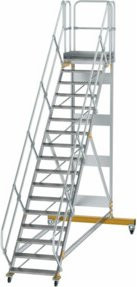 MUNK Günzburger Steigtechnik fahrbare Aluminium-Plattformtreppe mit 17 Stufen in Silber - Bild 1