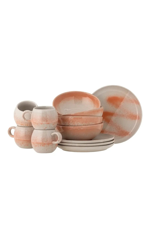 Bloomingville Frühstücksset Paula aus Keramik in Orange, 12-teiliges Set - Bild 1