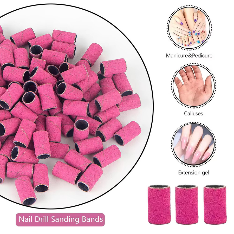 100 Stück Rose Nagel Schleifbänder für elektrische Nagelbohrer, UV Gel Acryl Entferner - Bild 2