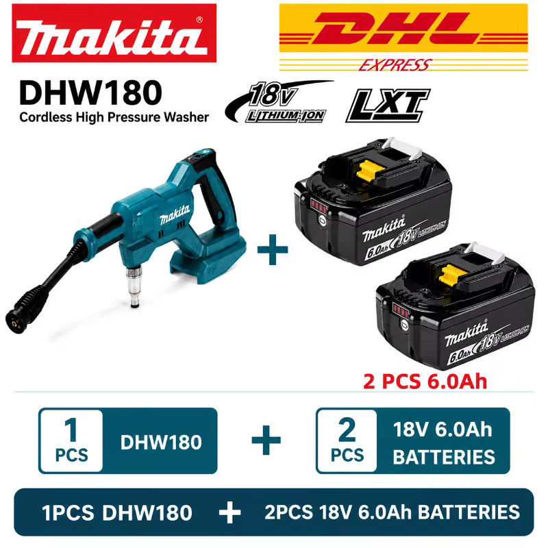 Makita DHW180 Tragbarer Akku-Hochdruckreiniger 18V mit Wassersprühpistole für Auto, Garten und Außenreinigung - Bild 7