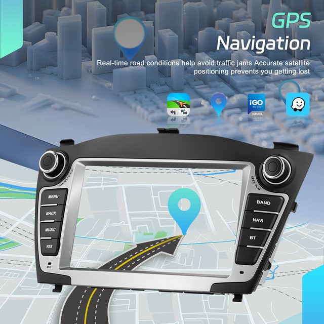 Podofo Android Autoradio für Hyundai Tucson IX35 2009-2015 mit 7 Zoll Display, 6GB RAM, 128GB Speicher, WiFi, GPS, Bluetooth, CarPlay und Android Auto in Schwarz - Bild 1