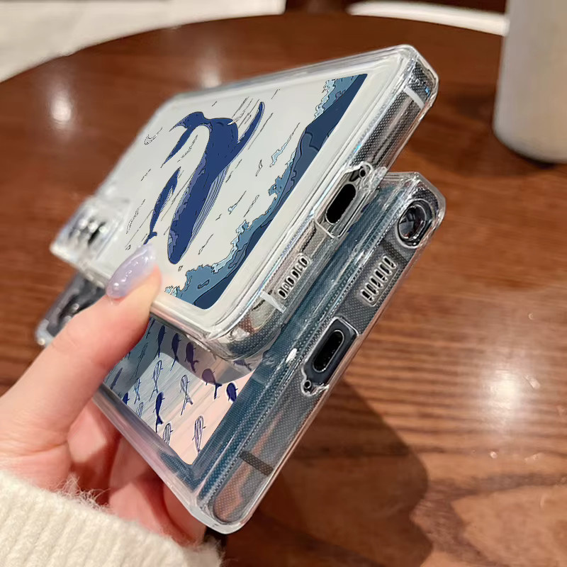 YISHANGOU Silikon Handyhülle mit Shark Print für Samsung Galaxy S25 S24 S23 S22 Ultra FE A56 A36 A26 A16 A15 A55 A25 A17 Edge in Transparent - Bild 4