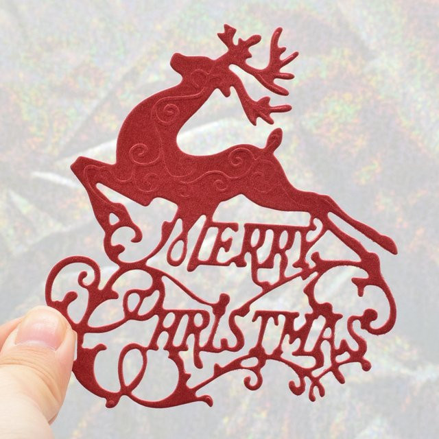 Metall-Stanzer Frohe Weihnachten Hirsch für DIY Scrapbooking und Bastelarbeiten, Mehrfarbig - Bild 1