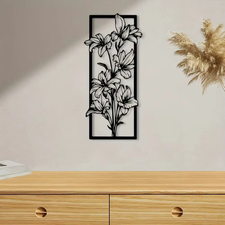 Vintage Lilien-Wandkunst aus Metall von CIFBUY, wetterbeständiges Eisen-Wandbild für die Retro-Dekoration im Innen- und Außenbereich - Bild 2