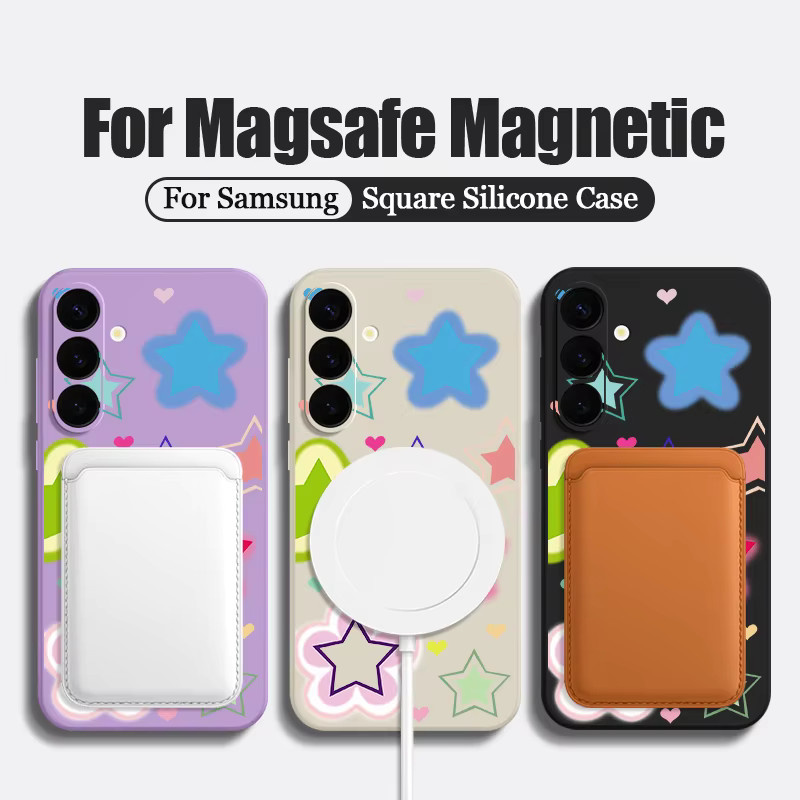 Magnetische Handyhülle mit bunten Sternen für Samsung Galaxy S25 S24 Ultra S23 S22 Plus S24 FE A17 A56 A55 A16 A15 A36 aus weichem TPU in Multicolour und Schwarz - Bild 2